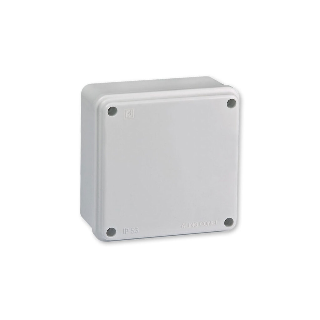 Kutija razvodna za na zid 100x100x50 ip56 500v abs g/w 650°c, siva