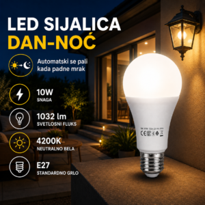 LED sijalica DAN-NOĆ 10W 4200K E27 sa senzorom svetlosti